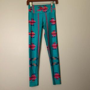 Goldsheep Teal Aztec Animal Print Legging S